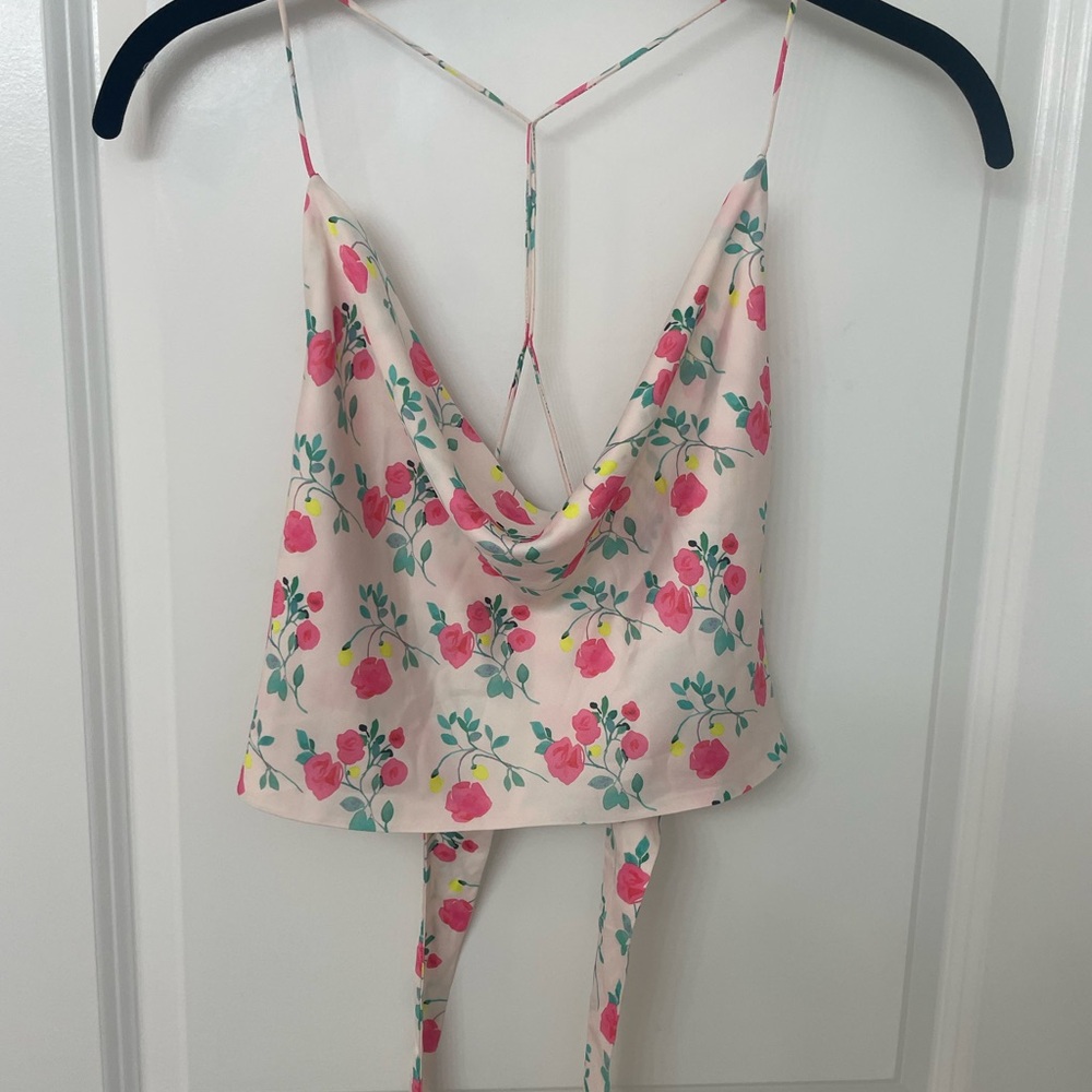 Floral Pink Cowl Neck Top